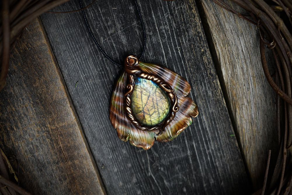 Labradorite Mushroom Necklace