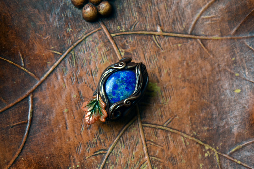 Lapis Lazuli Autumn Forest Loc Bead - 12mm