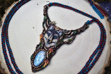 Wolf with Moonstone Half-Collar Necklace
