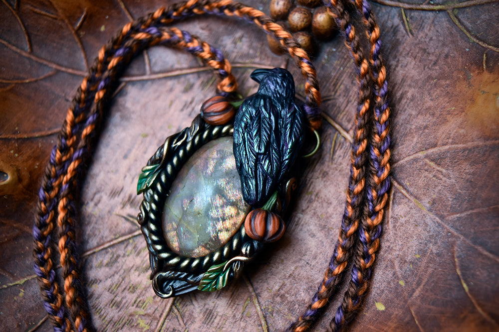Raven with Sunstone Necklace