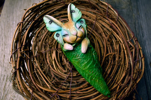 Emerging Luna Moth Bunny Cocoon Sculpture