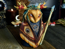 Owl Moth Druid with Aquamarine 5.5" Sculpture