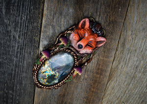 Fox with Labradorite Necklace