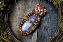 Red Panda with Labradorite Necklace *Broken Stone, See Description*