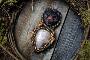 Bear with Sunstone Necklace