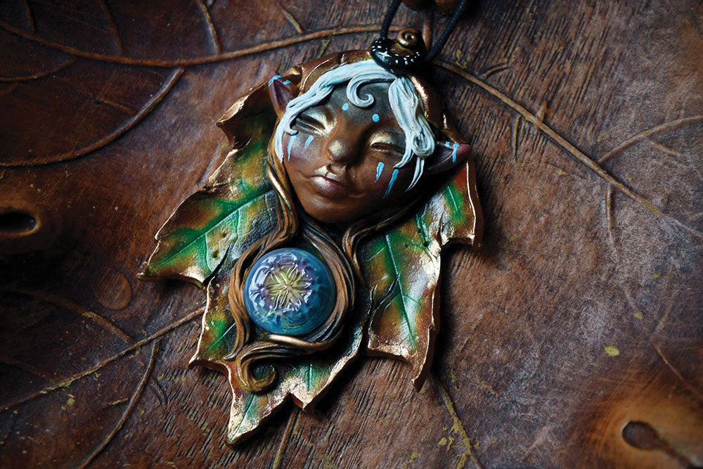 Third Eye Gypsy Collab - Leaf Faerie with Glass Sacred Geometry Necklace