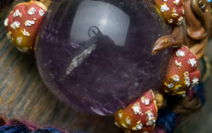 Labradorite Point with Amethyst Sphere and Garnet Mushroom Forest Necklace