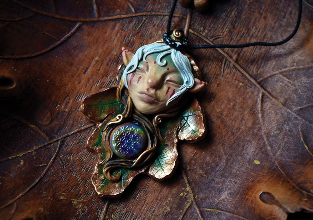 Third Eye Gypsy Collab - Leaf Faerie with Glass Flower of Life Necklace