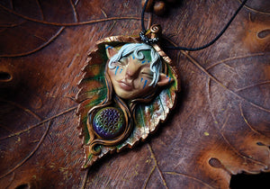 Third Eye Gypsy Collab - Leaf Faerie with Glass Flower of Life Necklace