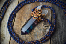 Fluorite Point with Quartz Moon and Garnet Necklace