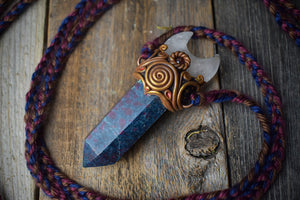 Ruby in Kyanite Point with Quartz Moon and Garnet Necklace