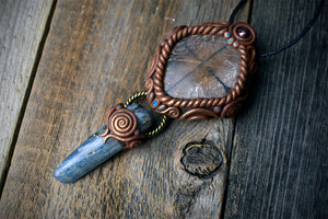 Chiastolite with Blue Kyanite and Garnet Necklace