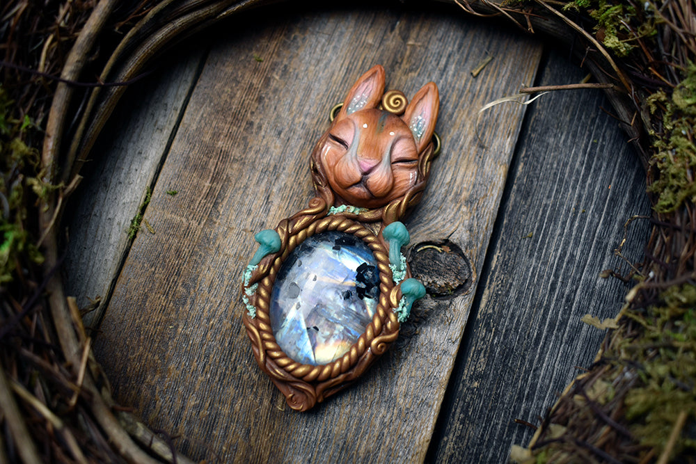 Rabbit with Moonstone Necklace
