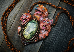 Labyrinth - Firey Trio with Labradorite Necklace