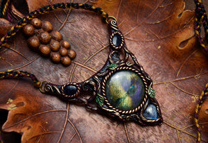 Labradorite with Moonstone and Blue Goldstone Half-Collar