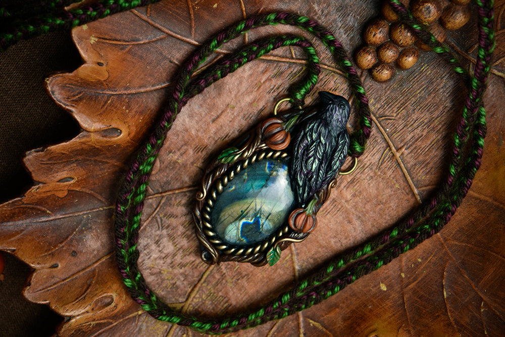 Raven with Labradorite Necklace