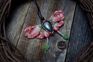 Floral Moth with Labradorite Necklace