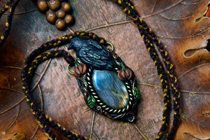 Raven with Labradorite Necklace