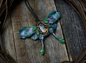 Floral Moth with Labradorite Necklace