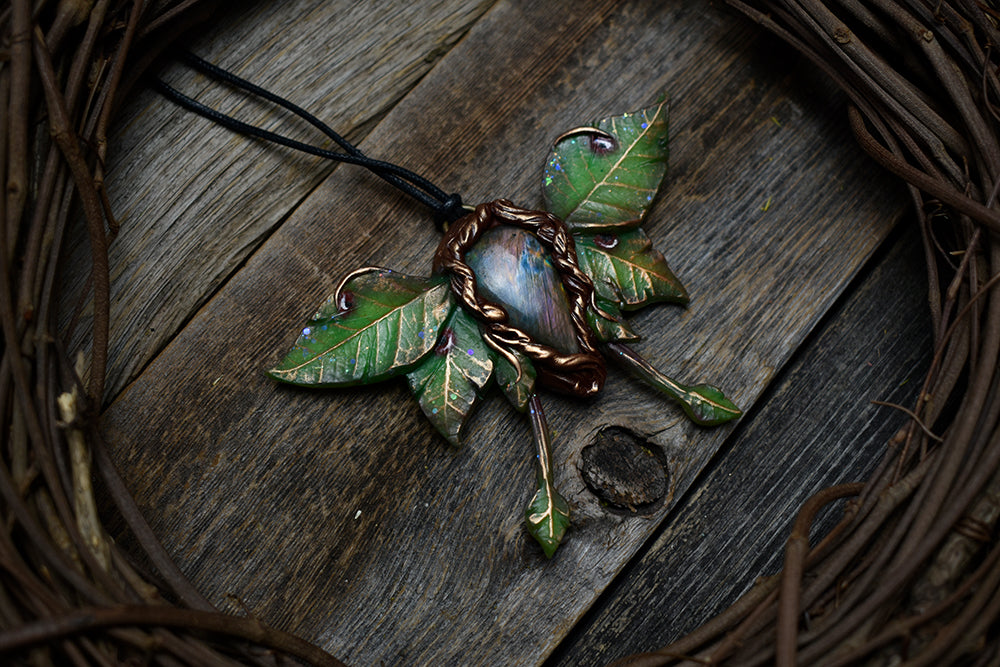 Leaf Moth with Labradorite Necklace