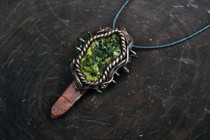 Epidote with Red Quartz Necklace