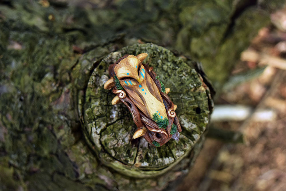 Woodland Owl Dread Bead with Amethyst - 8mm diameter hole