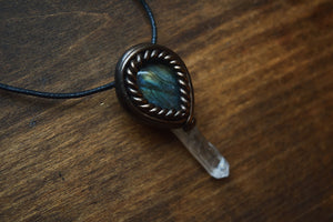 Labradorite with Quartz Point Necklace