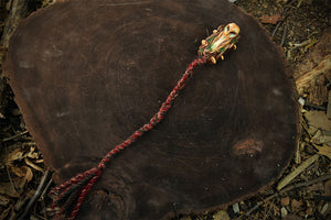 Woodland Owl Dread Bead with Braided Yarn - 10mm diameter hole
