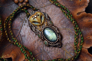Barn Owl with Labradorite Necklace