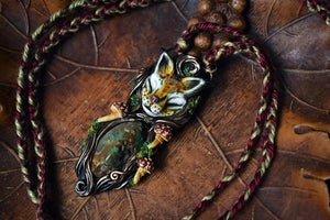 Lynx Forest Spirit with Turquoise Necklace