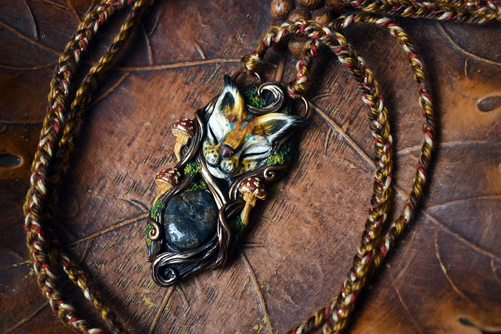 Lynx Forest Spirit with Chiastolite Necklace