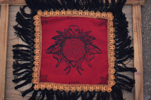 Forest Spirit Altar Cloth - 16 x 17" - Black on Red