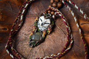 Snowy Owl Forest Spirit with Rutilated Quartz Necklace
