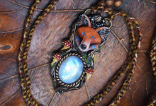 Fox Monarch Butterfly Forest Spirit with Moonstone Necklace