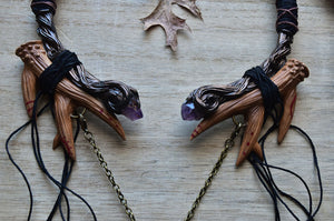 Faux Antler with Amethyst and Labradorite - 2 Piece Torque Necklace