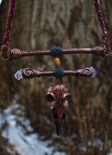 Raven Skull with Amethyst Stick Necklace