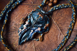 Cosmic Barn Owl Forest Spirit with Laradorite Necklace