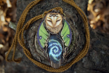 Barn Owl Luna Moth Spirit with Painted Wood Necklace