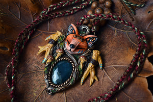 Fox Forest Spirit with Bloodstone Necklace