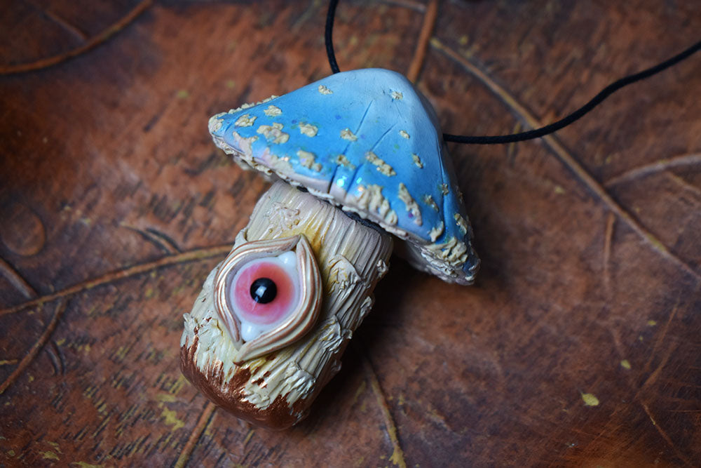 Third Eye Gypsy x MothMagick - Third Eye Stropharia Mushroom Screw Cap Vial Jar Necklace