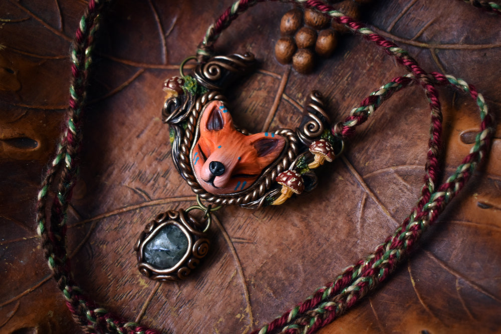 Fox Forest Spirit with Prehnite Necklace