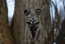 Raven Skull with Amethyst Necklace