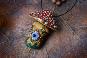 Third Eye Gypsy x MothMagick - Third Eye Amanita Mushroom Screw Cap Vial Jar Necklace