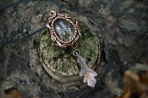 Copper Ashes x MothMagick - Lodolite with Copper Leaf Necklace