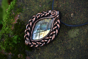 OTHALA Rune Carved Labradorite Necklace