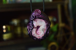 Pink Dyed Geode Necklace