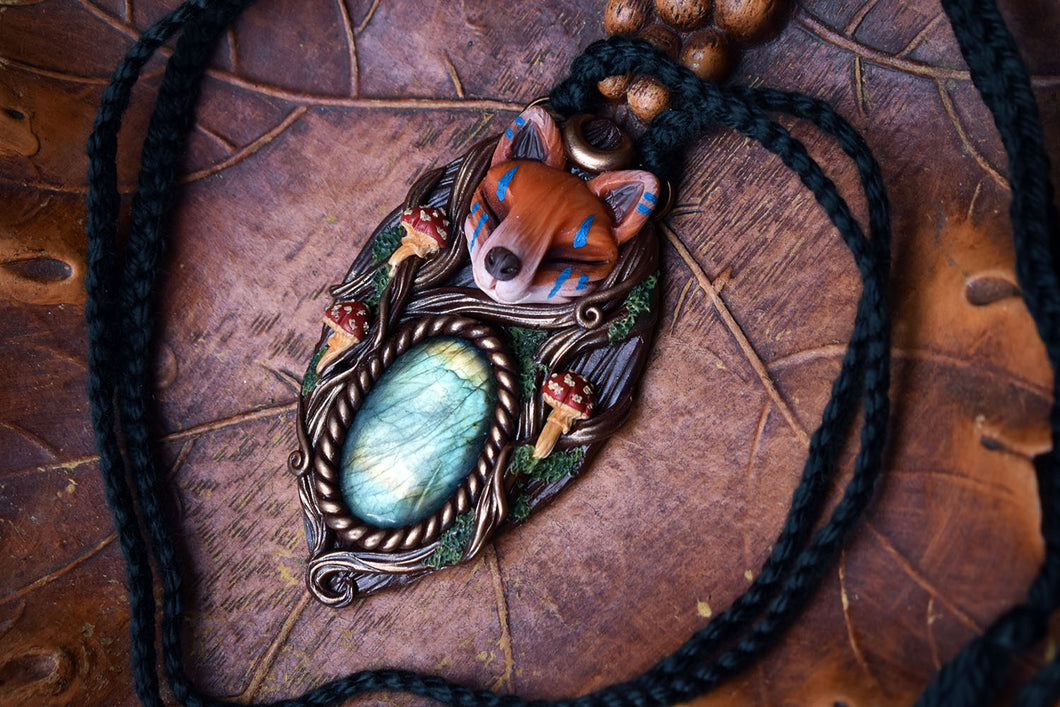 Fox Forest Spirit with Labradorite Necklace