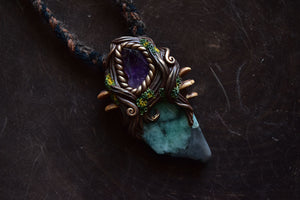 Emerald with Amethyst Necklace