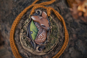 Sleeping Faerie Fawn Necklace