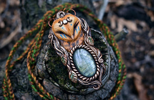 Barn Owl with Labradorite Necklace